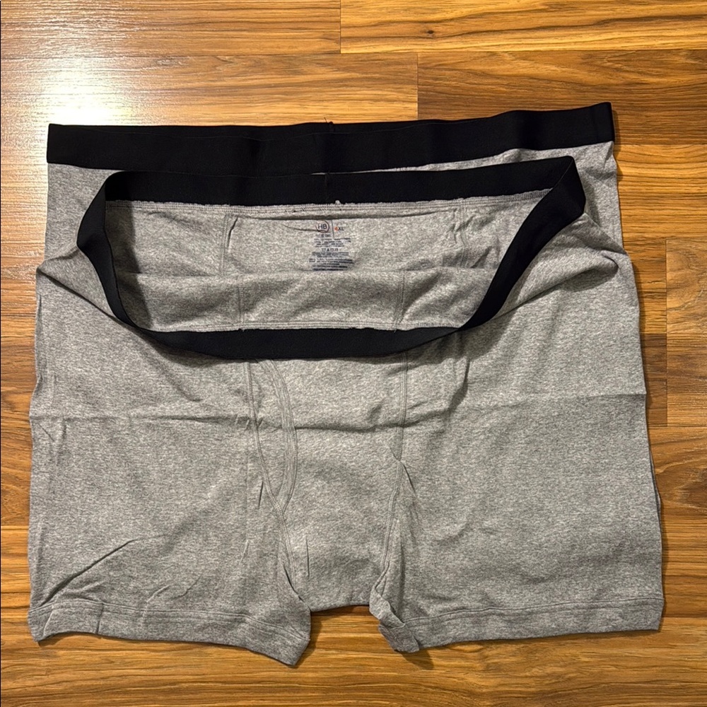 (2) Brand New HB Fit By DXL Gray Boxer Briefs with Black Waistband